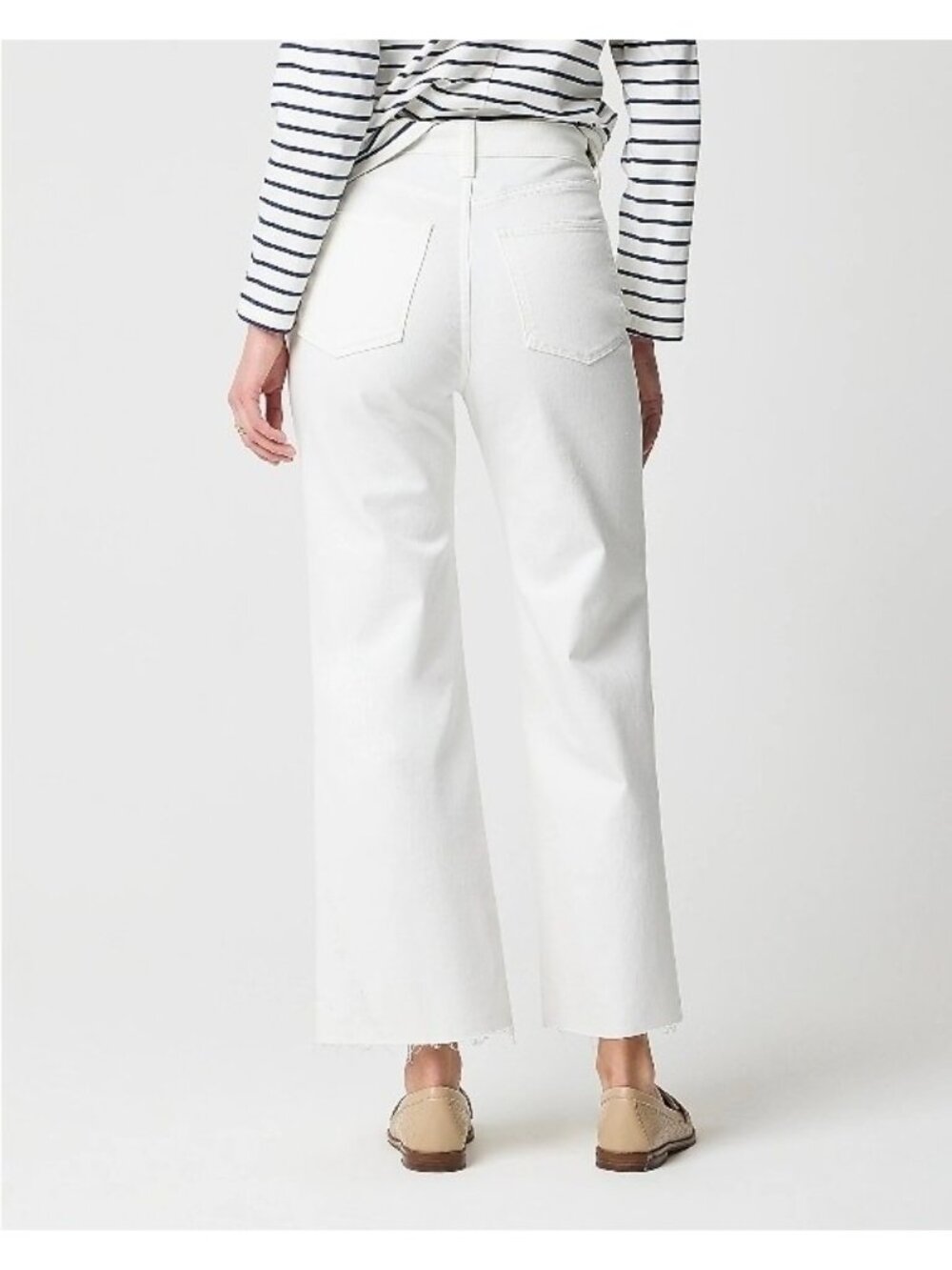 NWT J Crew Wide Leg Cropped 32 Womens Jean All Day Stretch White Raw Hem Coastal - Picture 3 of 9